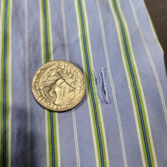 Ralph Lauren classic fit button down shirt XL 17 light blue stripe cotton - Picture 8 of 8